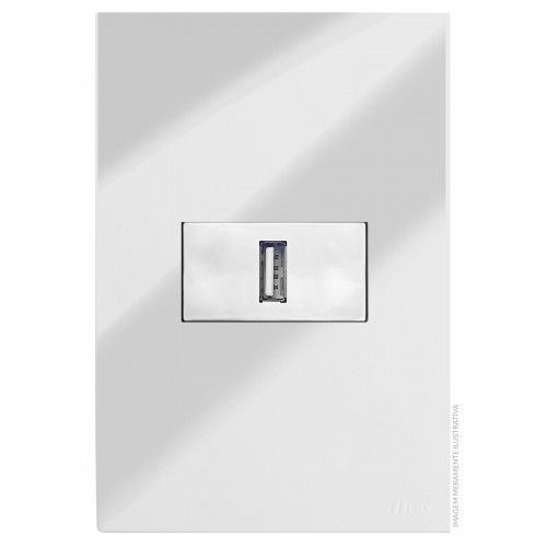 CJ ENTRADA USB 2.A HORIZONTAL 4X2 - RECTA ESPELHADA PRATA GLOSS