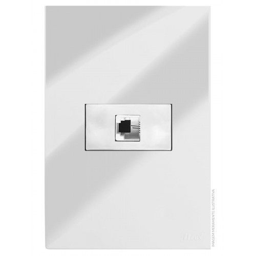 CJ RJ11 2 FIOS (TELEFONE) HORIZONTAL 4X2- RECTA ESPELHADA PRATA GLOSS