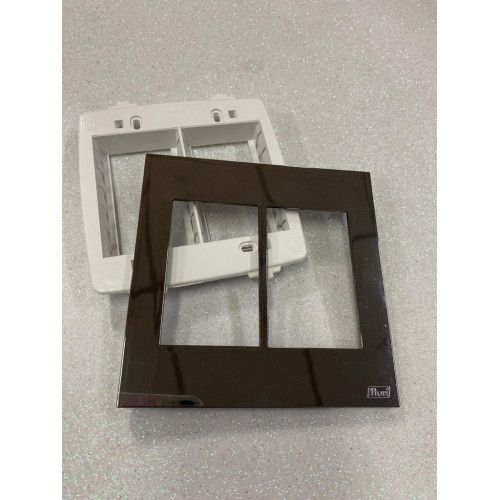 PLACA P/ 6 MODULOS  COM SUPORTE 4X4 - RECTA ESPELHADA FUME