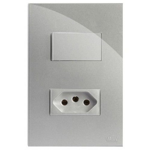 CJ INT. SIMPLES + TOMADA 20A 4X2 - RECTA PRATA GLOSS