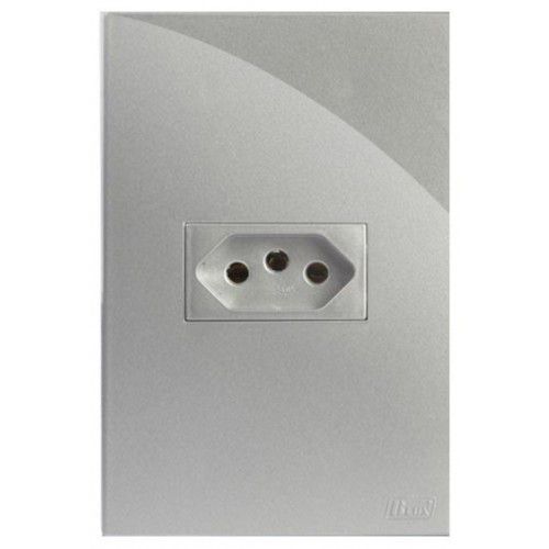 CJ TOMADA 10A HORIZONTAL 4X2 - RECTA PRATA GLOSS