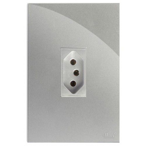 CJ TOMADA 10A VERTICAL 4X2 - RECTA PRATA GLOSS