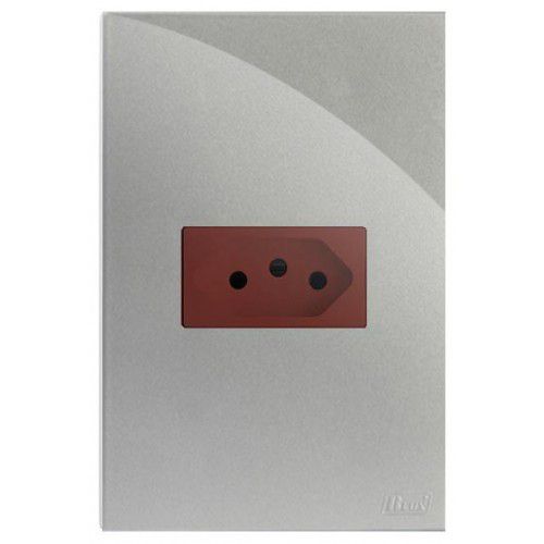 CJ TOMADA 20A VERMELHO  - RECTA PRATA GLOSS - BRG11180-220PR