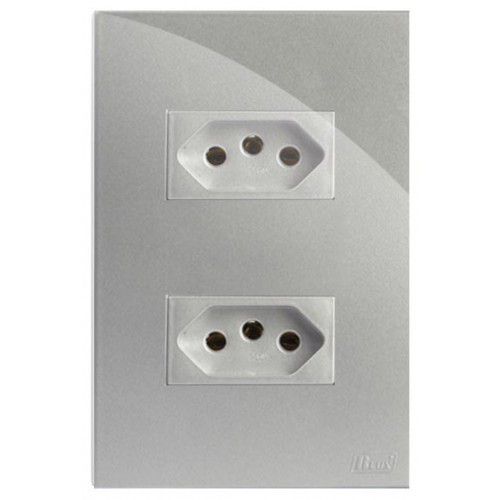 CJ TOMADA DUPLA 20A 4X2 - RECTA PRATA GLOSS