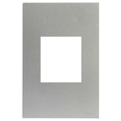 PLACA P/ 2 MODULOS JUNTOS COM SUPORTE 4X2 RECTA PRATA GLOSS