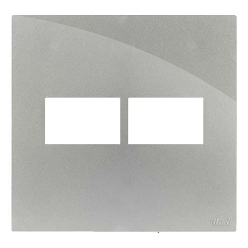 PLACA P/ 2 MODULOS COM SUPORTE 4X4 - RECTA PRATA GLOSS