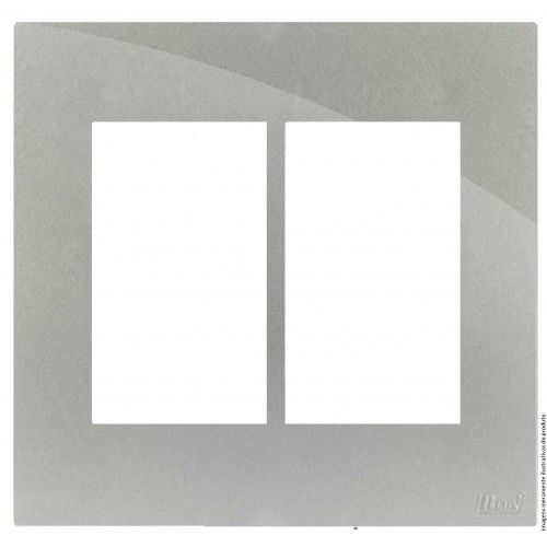 PLACA P/ 6 MODULOS COM SUPORTE 4X4 - RECTA PRATA GLOSS