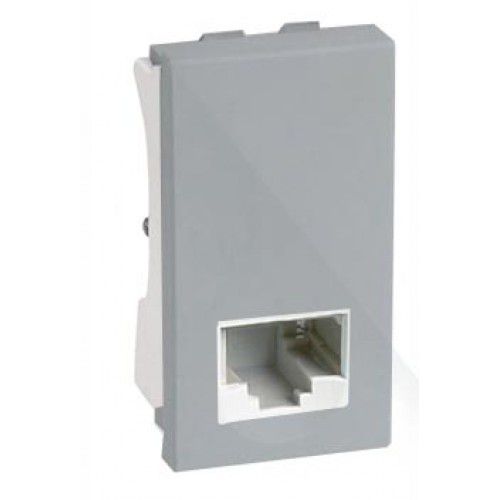 MODULO ENTRADA  RJ11 2 FIOS ( TELEFONE ) - RECTA PRATA GLOSS