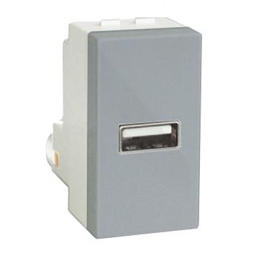 MODULO ENTRADA  USB 2A - RECTA PRATA GLOSS