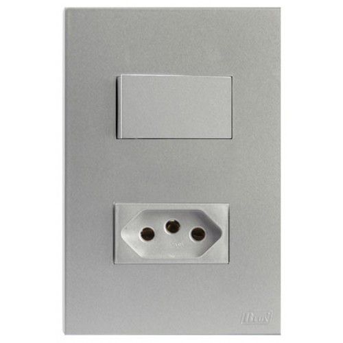 CJ INT.PARALELO + TOMADA 10A 4X2 RECTA PRATA SATIN FOSCO