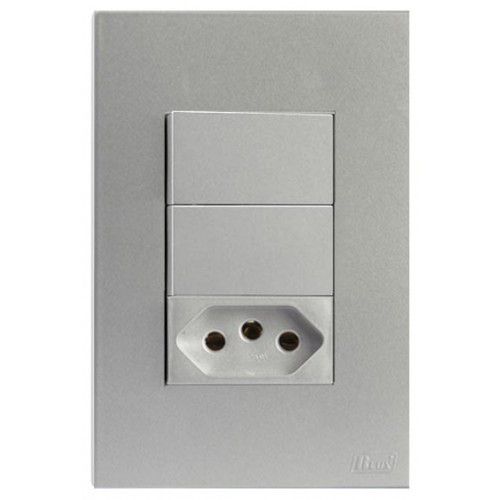 CJ INT. DUPLO SIMPLES + TOMADA 10A 4X2 - RECTA PRATA FOSCO