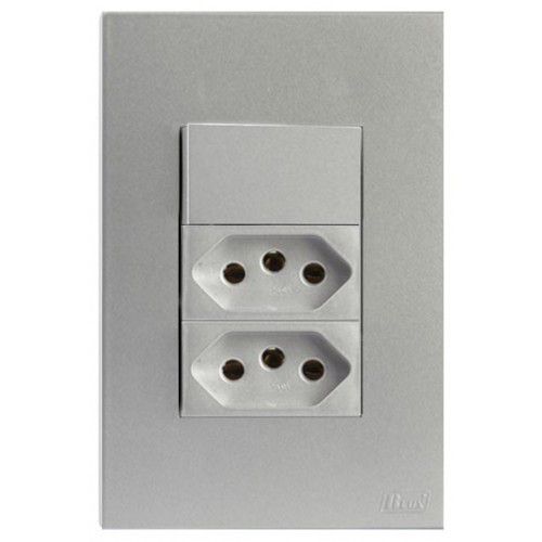 CJ INT. SIMPLES + TOMADA DUPLA 20A 4X2 - RECTA PRATA FOSCO