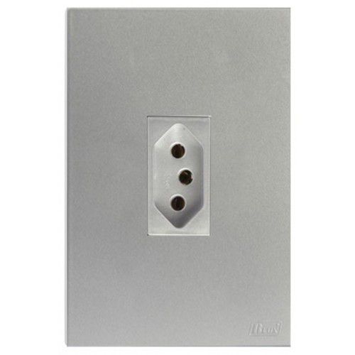 CJ TOMADA 10A VERTICAL 4X2 - RECTA PRATA SATIN FOSCO
