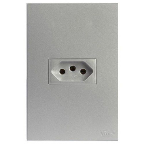 CJ TOMADA 20A HORIZONTAL 4X2 -  RECTA PRATA SATIN FOSCO