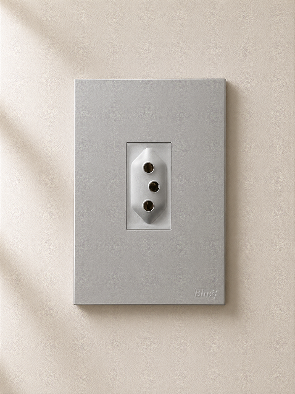 CJ TOMADA 20A VERTICAL 4X2 - RECTA PRATA SATIN FOSCO