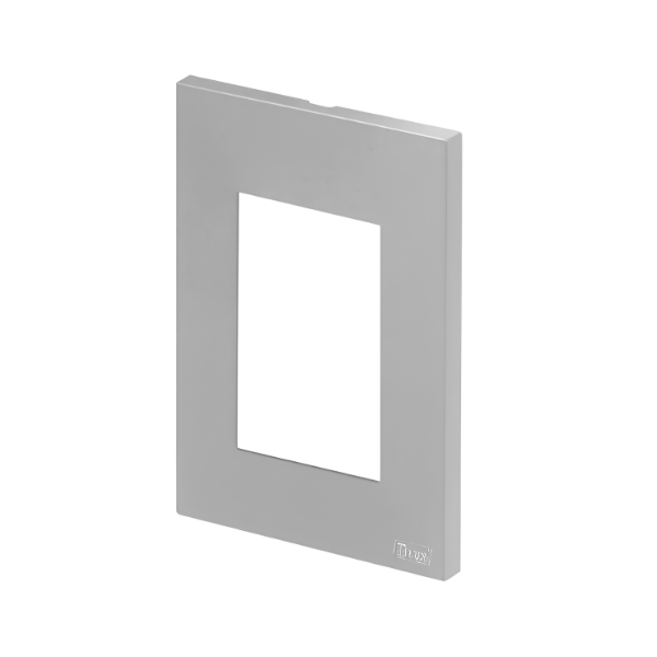 PLACA P/ 3 MODULOS COM SUPORTE 4X2 - RECTA PRATA SATIN FOSCO