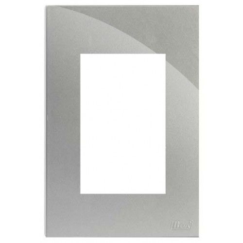 PLACA P/ 3 MODULOS COM SUPORTE 4X2 - RECTA PRATA SATIN FOSCO