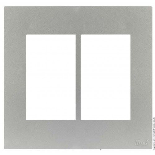 PLACA P/ 6 MODULOS COM SUPORTE 4X4 - RECTA PRATA SATIN FOSCO