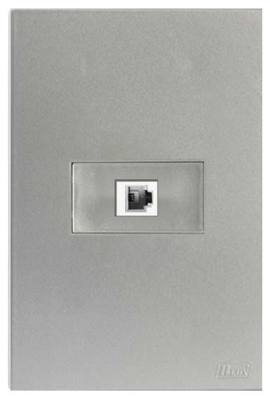 CJ RJ11 4 FIOS (TELEFONE) HOR 4X2 - RECTA PRATA SATIN FOSCO
