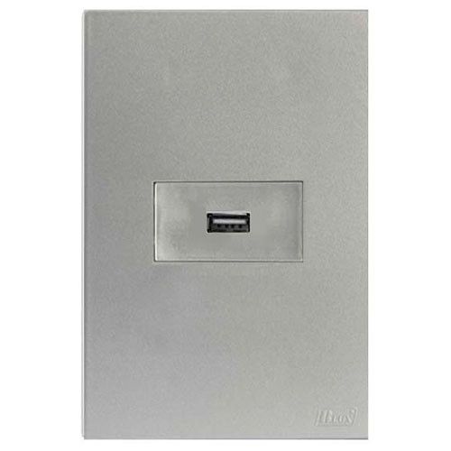 CJ ENTRADA USB 2.A HOR. 4X2 -  RECTA PRATA SATIN FOSCO