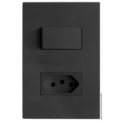CJ INTERRUPTOR PARALELO + TOMADA 20A 4X2 - RECTA HOME GRAFITE FOSCO
