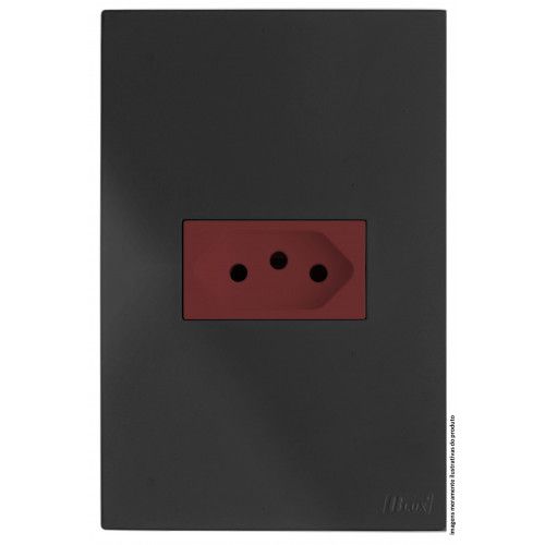 CJ TOMADA 20A HOR. VERMELHA 4X2 -  RECTA HOME GRAFITE FOSCO