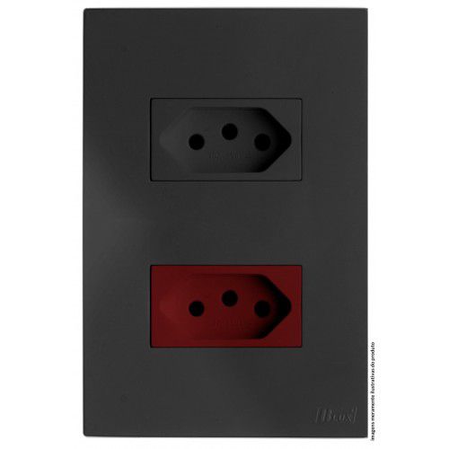 CJ TOMADA DUPLA 10A + 20A VERMELHO 4X2 - RECTA HOME GRAFITE