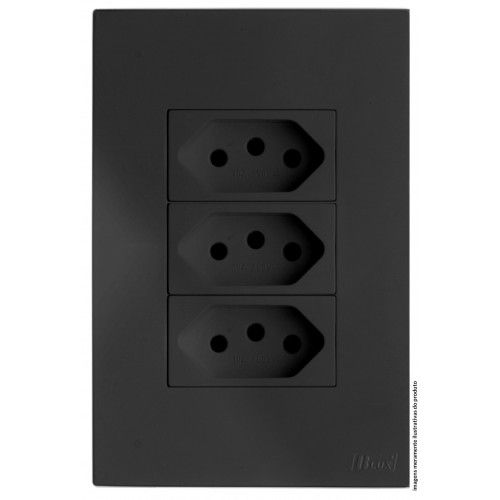 CJ TOMADA TRIPLA 20A 4X2 - RECTA HOME GRAFITE SATIN FOSCO