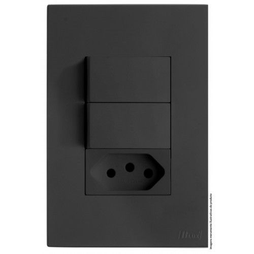 CJ DUPLO SIMPLES + TOMADA 20A 4X2 RECTA GRAFITE FOSCO TOTAL