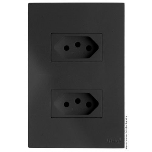 CJ TOMADA DUPLA 10A 4X2 - RECTA GRAFITE SATIN FOSCO
