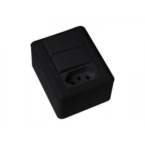 CJ DUPLO PARALELO +TOMADA 20A SOBREPOR BLUX OVERLAP GRAFITE