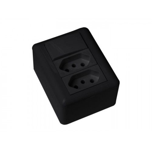 CJ PARALELO + TOMADA DUPLA 20A SOBREPOR BLUX OVERLAP GRAFITE