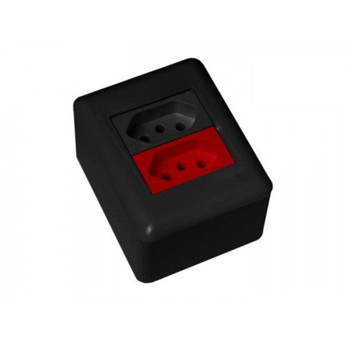 CJ TOMADA DUPLA 10A + 20A VERMELHO 4X2 BLUX OVERLAP GRAFITE