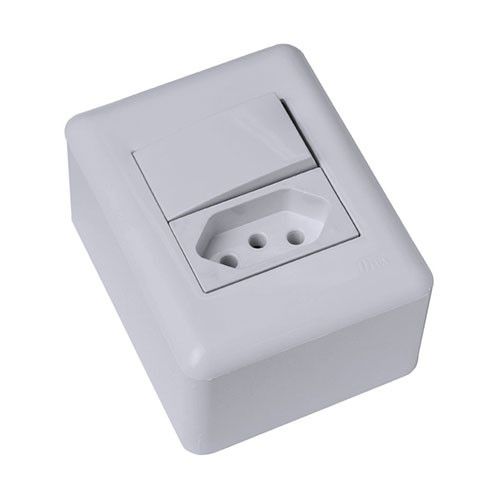 CJ INT. PARALELO + TOMADA 20A SOBREPOR - BLUX OVERLAP BRANCO