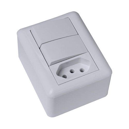 CJ DUPLO SIMPLES + TOMADA 10A SOBREPOR - BLUX OVERLAP BRANCO