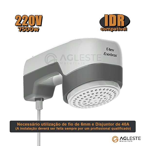 CHUVEIRO E-LEV (220V~7500W) - ENERBRAS BRANCO/PRATA