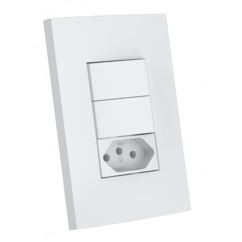CJ INTERRUPTOR DUPLO PARALELO + TOMADA 20A 4x2 - ENERBRAS DUBAI BRANCO