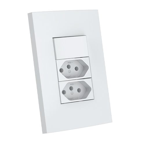 CJ INT. SIMPLES + DUPLA TOMADA 10A 4X2-ENERBRAS DUBAI BRANCO
