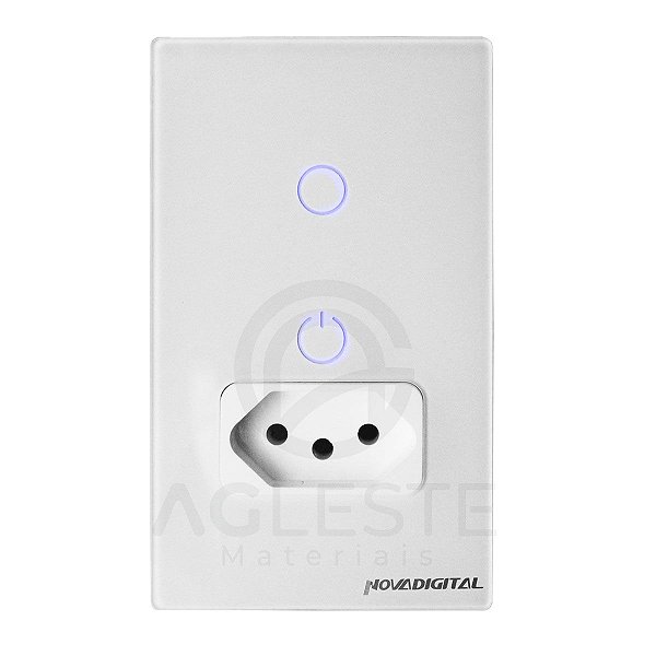CJ 1 INTERRUPTOR TOUCH AUTOMAÇÃO BRANCO + TOMADA 10A - NOVA DIGITAL
