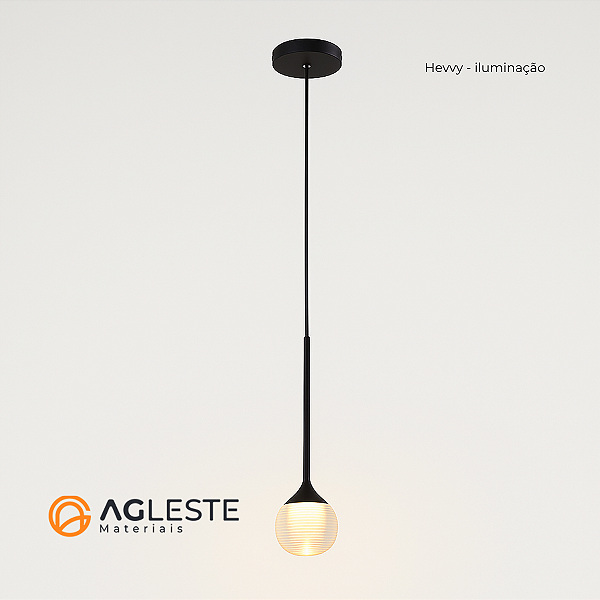 PENDENTE LED DELI BLACK ACRILICO E METAL - HEVVY