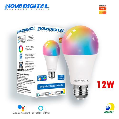 LÂMPADA 10W  WI-FI INTELIGENTE C/ MUSICA RGB - NOVA DIGITAL