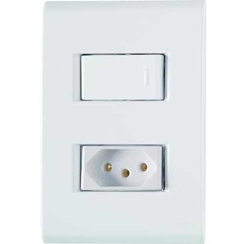 CJ TECLA SIMPLES + TOMADA 10A BRANCO 4X2 - TRAMONTINA LIZ