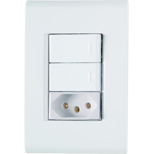 CJ DUPLO SIMPLES + TOMADA 20A BRANCO 4X2 - TRAMONTINA LIZ