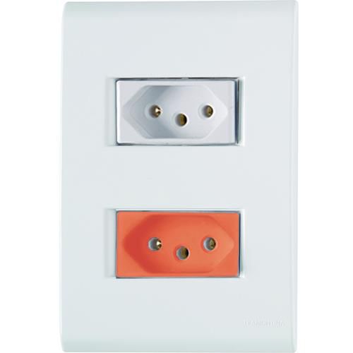 CJ TOMADA DUPLA 10A + 20A VERMELHO 4X2 - TRAMONTINA LIZ
