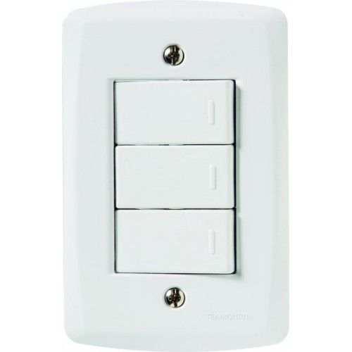 CJ INTERRUPTOR TRIPLO SIMPLES BRANCO 4X2 - TRAMONTINA LUX2