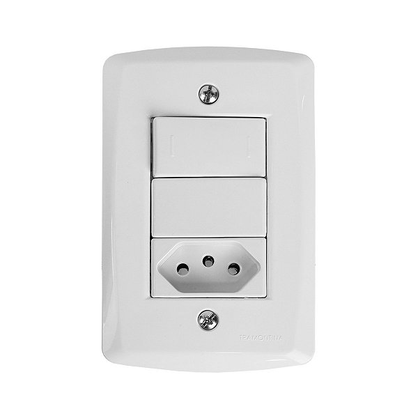 CJ  SIMPLES + TOMADA 10A BRANCO 4X2 - TRAMONTINA LUX2