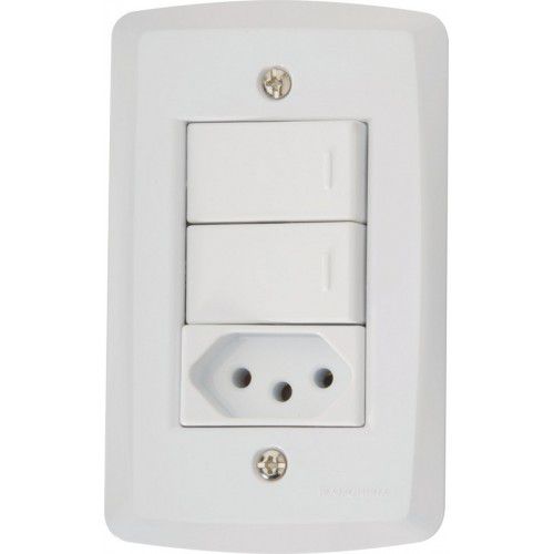 CJ DUPLO SIMPLES + TOMADA 10A BRANCO 4X2 - TRAMONTINA LUX2
