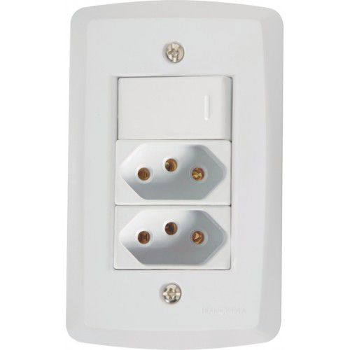 CJ SIMPLES + TOMADA DUPLA 20A BRANCO 4X2 - TRAMONTINA LUX2