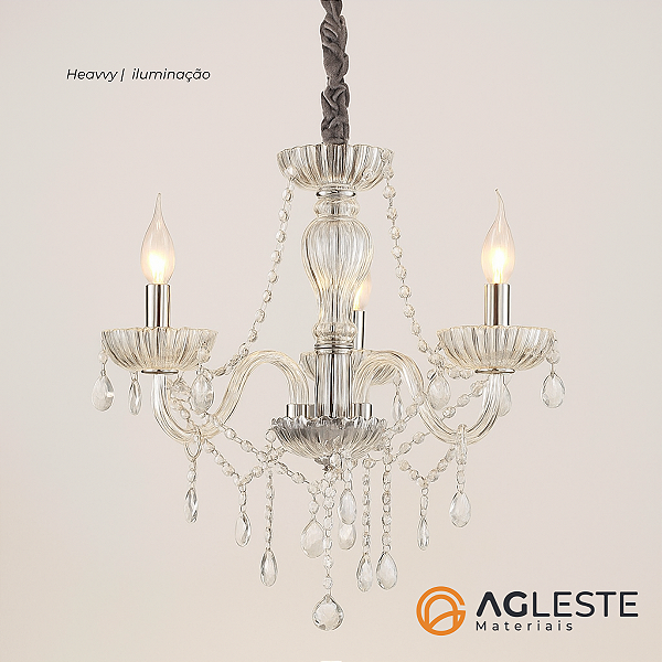 LUSTRE VALENTINA TRANSPARENTE PARA 3 LAMP - HEVVY