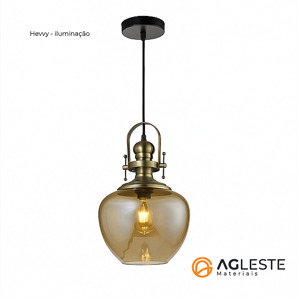 PENDENTE LINHA AISHA COR AMBER 1XE27 - HEVVY